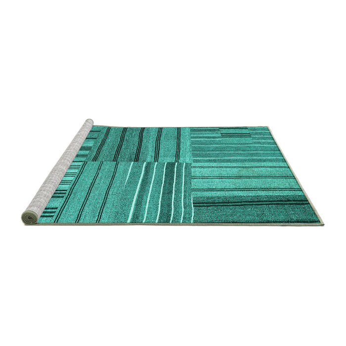 Sideview of Machine Washable Abstract Turquoise Contemporary Area Rugs, wshcon400turq
