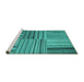 Sideview of Machine Washable Abstract Turquoise Contemporary Area Rugs, wshcon400turq