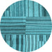 Round Abstract Light Blue Contemporary Rug, con400lblu