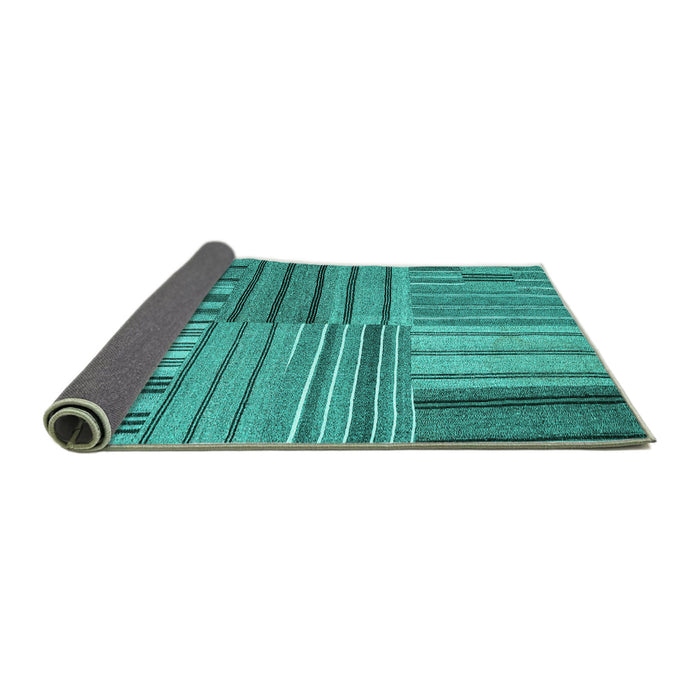 Sideview of Abstract Turquoise Contemporary Rug, con400turq
