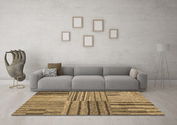 Machine Washable Abstract Brown Contemporary Rug in a Living Room,, wshcon400brn
