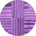 Round Abstract Purple Contemporary Rug, con400pur