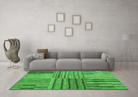 Machine Washable Abstract Green Contemporary Rug, wshcon400grn