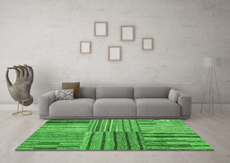 Machine Washable Abstract Green Contemporary Area Rugs in a Living Room,, wshcon400grn