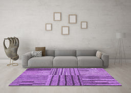 Machine Washable Abstract Purple Contemporary Area Rugs in a Living Room, wshcon400pur