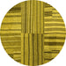 Round Abstract Yellow Contemporary Rug, con400yw