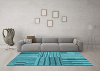 Machine Washable Abstract Light Blue Contemporary Rug, wshcon400lblu