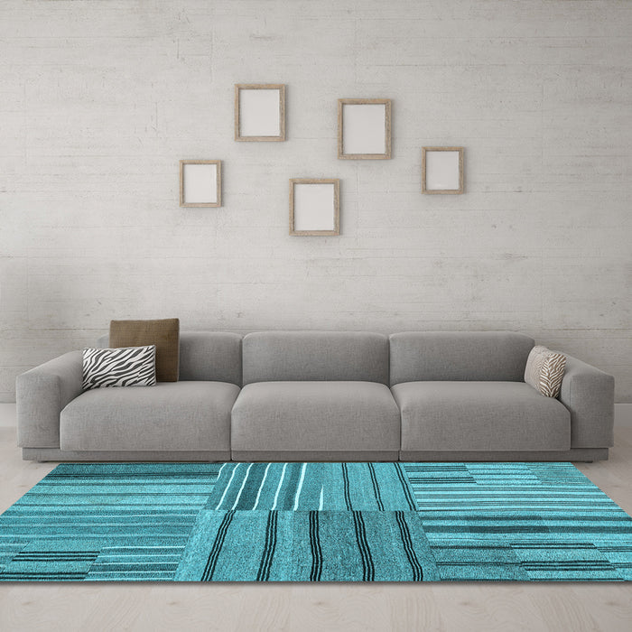 Machine Washable Abstract Light Blue Contemporary Rug in a Living Room, wshcon400lblu