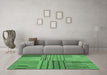 Machine Washable Abstract Emerald Green Contemporary Area Rugs in a Living Room,, wshcon400emgrn