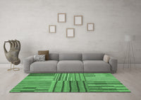 Machine Washable Abstract Emerald Green Contemporary Rug, wshcon400emgrn