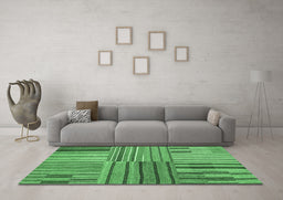 Machine Washable Abstract Emerald Green Contemporary Area Rugs in a Living Room,, wshcon400emgrn