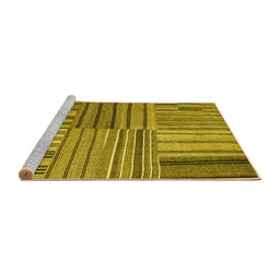Sideview of Machine Washable Abstract Yellow Contemporary Rug, wshcon400yw