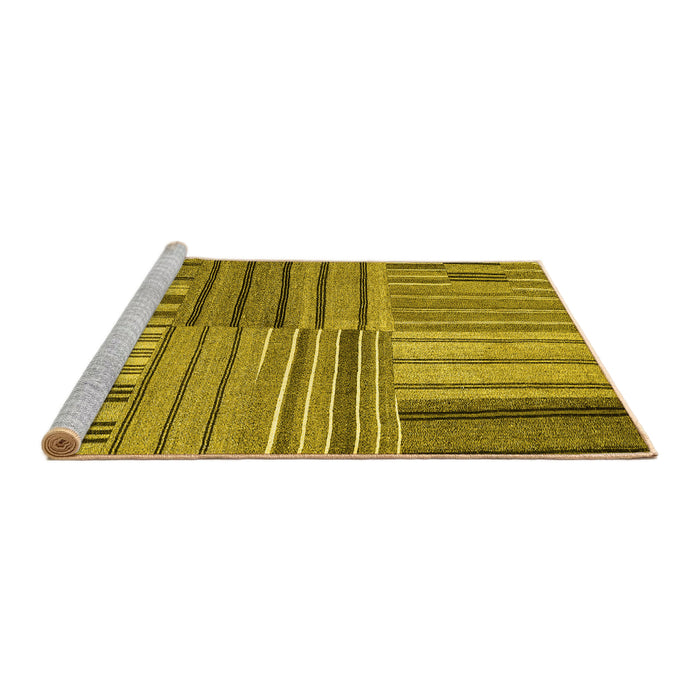 Sideview of Machine Washable Abstract Yellow Contemporary Rug, wshcon400yw