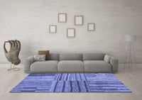 Machine Washable Abstract Blue Contemporary Rug, wshcon400blu