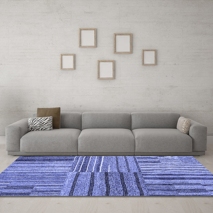 Machine Washable Abstract Blue Contemporary Rug in a Living Room, wshcon400blu