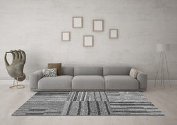 Machine Washable Abstract Gray Contemporary Rug in a Living Room,, wshcon400gry