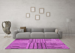 Machine Washable Abstract Pink Contemporary Rug in a Living Room, wshcon400pnk