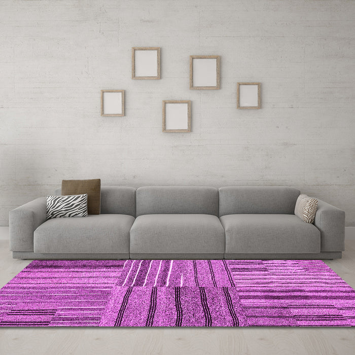 Machine Washable Abstract Pink Contemporary Rug in a Living Room, wshcon400pnk