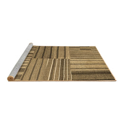 Sideview of Machine Washable Abstract Brown Contemporary Rug, wshcon400brn