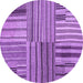 Round Machine Washable Abstract Purple Contemporary Area Rugs, wshcon400pur