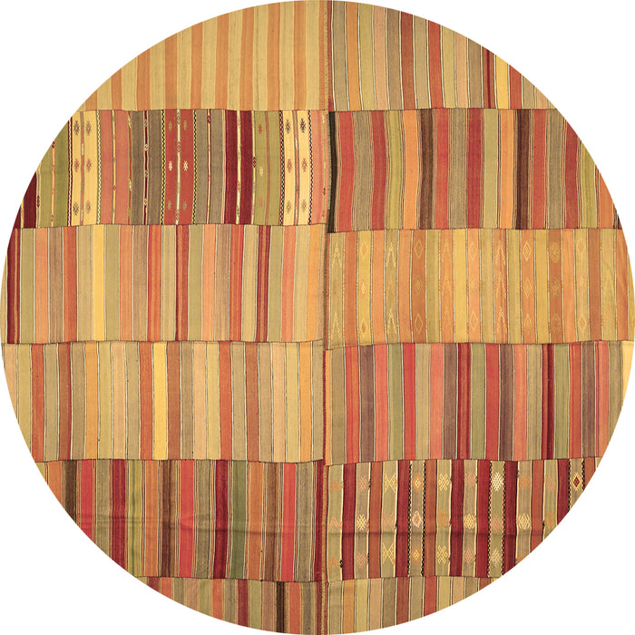 Round Machine Washable Southwestern Brown Country Rug, wshcon401brn