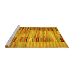 Sideview of Machine Washable Southwestern Yellow Country Rug, wshcon401yw