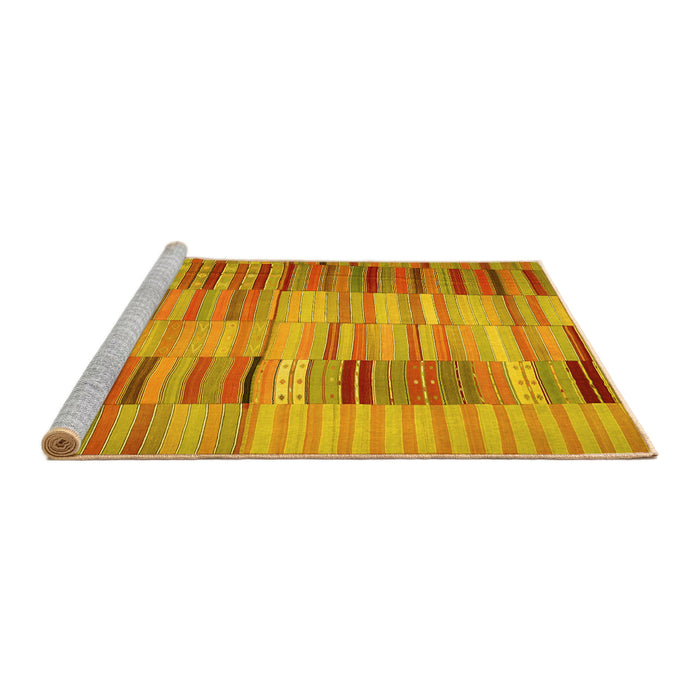 Sideview of Machine Washable Southwestern Yellow Country Rug, wshcon401yw