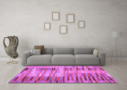 Machine Washable Southwestern Purple Country Area Rugs in a Living Room, wshcon401pur