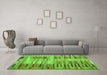 Machine Washable Southwestern Green Country Area Rugs in a Living Room,, wshcon401grn