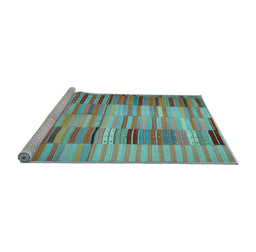 Sideview of Machine Washable Southwestern Light Blue Country Rug, wshcon401lblu