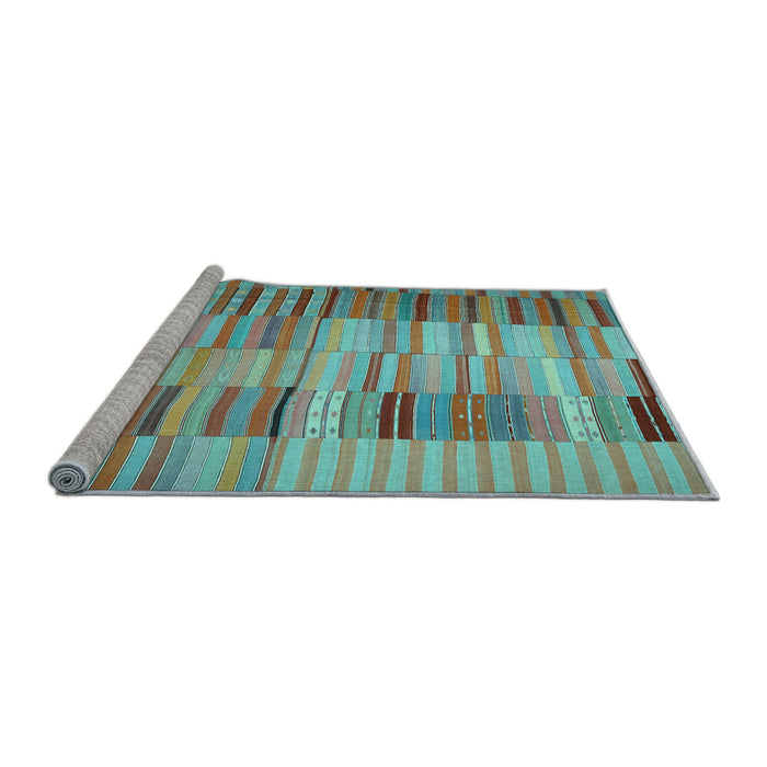 Sideview of Machine Washable Southwestern Light Blue Country Rug, wshcon401lblu