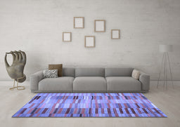 Machine Washable Southwestern Blue Country Rug in a Living Room, wshcon401blu