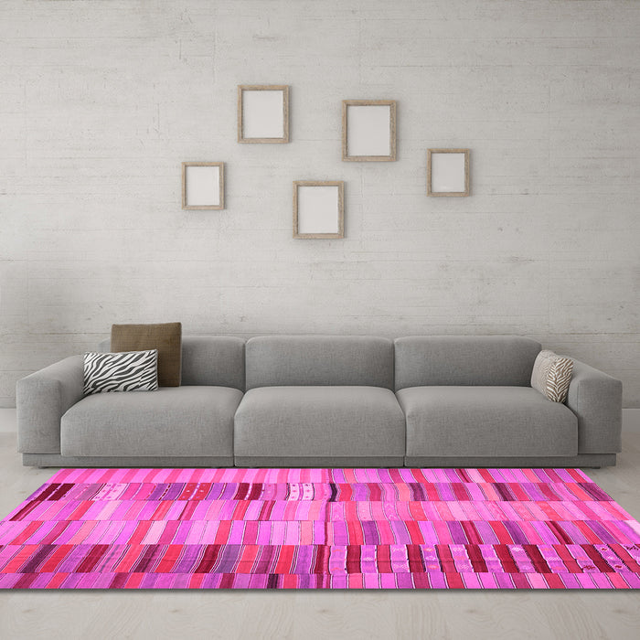 Machine Washable Southwestern Pink Country Rug in a Living Room, wshcon401pnk