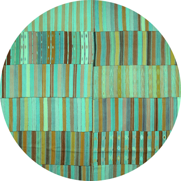 Round Southwestern Turquoise Country Rug, con401turq