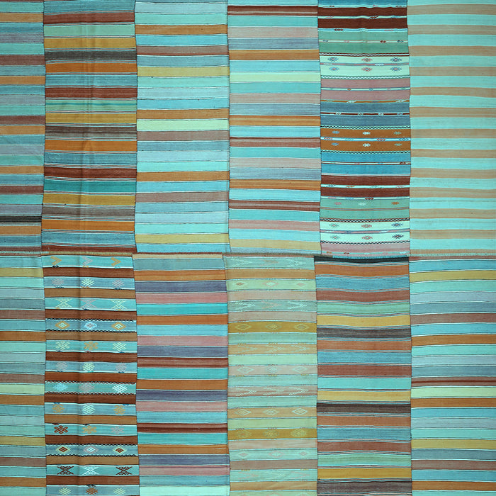 Square Machine Washable Southwestern Light Blue Country Rug, wshcon401lblu