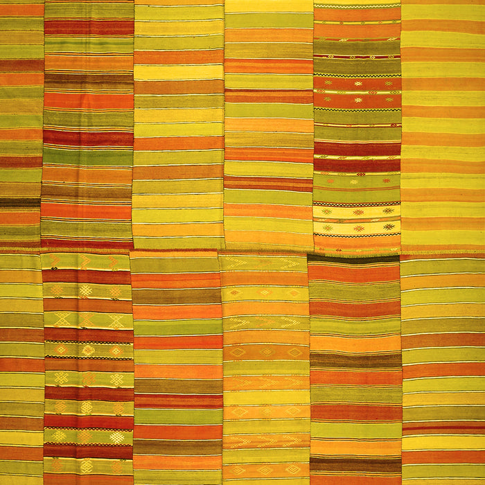 Machine Washable Southwestern Yellow Country Rug, wshcon401yw