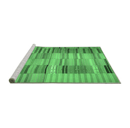 Sideview of Machine Washable Southwestern Emerald Green Country Area Rugs, wshcon401emgrn