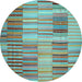 Round Southwestern Light Blue Country Rug, con401lblu