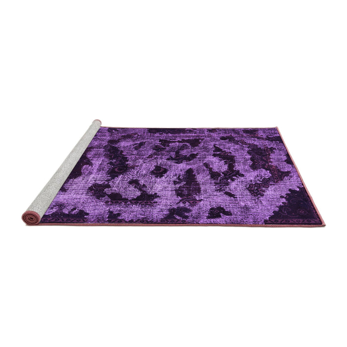 Sideview of Machine Washable Persian Purple Bohemian Area Rugs, wshcon402pur