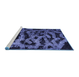 Sideview of Machine Washable Persian Blue Bohemian Rug, wshcon402blu