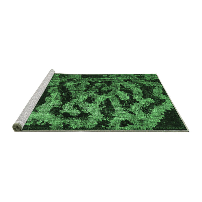 Sideview of Machine Washable Persian Emerald Green Bohemian Area Rugs, wshcon402emgrn