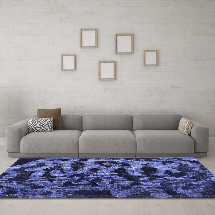 Machine Washable Persian Blue Bohemian Rug in a Living Room, wshcon402blu
