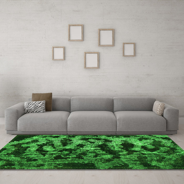 Machine Washable Persian Green Bohemian Area Rugs in a Living Room,, wshcon402grn