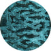 Round Persian Light Blue Bohemian Rug, con402lblu