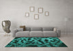 Machine Washable Persian Turquoise Bohemian Area Rugs in a Living Room,, wshcon402turq