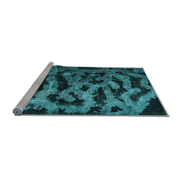 Sideview of Machine Washable Persian Light Blue Bohemian Rug, wshcon402lblu