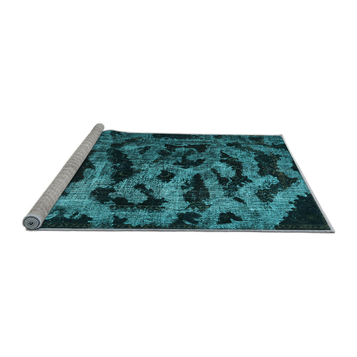 Sideview of Machine Washable Persian Light Blue Bohemian Rug, wshcon402lblu