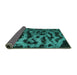 Sideview of Persian Turquoise Bohemian Rug, con402turq