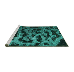 Sideview of Machine Washable Persian Turquoise Bohemian Area Rugs, wshcon402turq