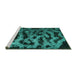 Sideview of Machine Washable Persian Turquoise Bohemian Area Rugs, wshcon402turq